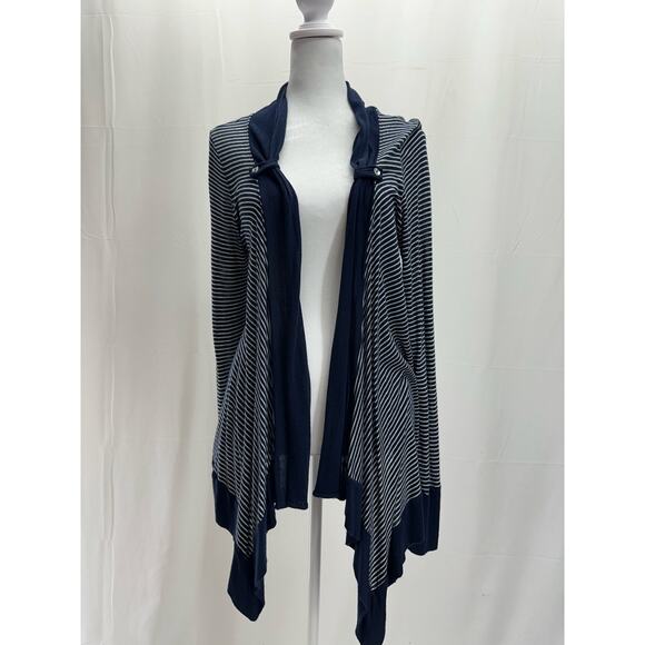 Splendid navy white striped cardigan L - Picture 1 of 5